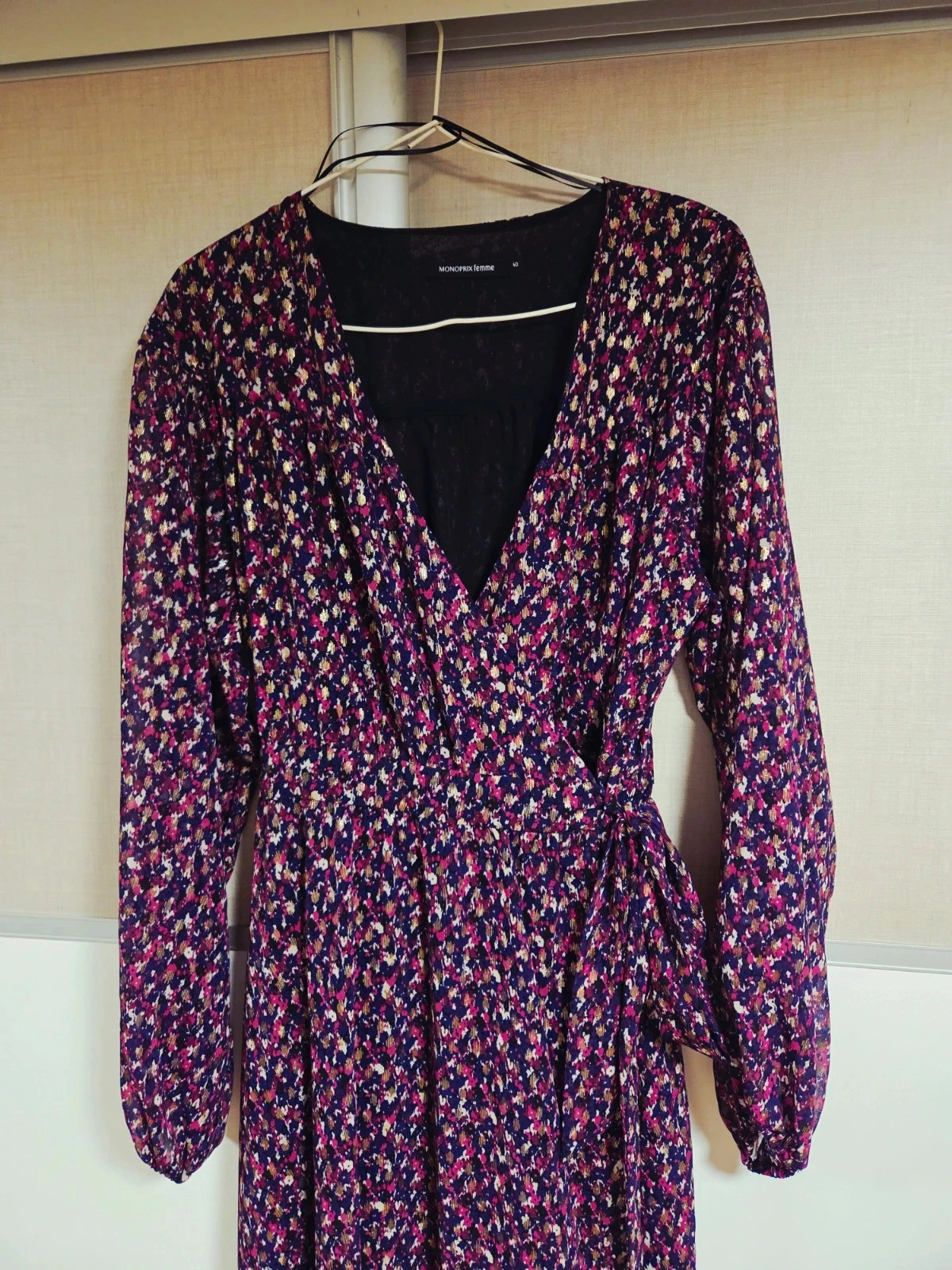 Robe longue portefeuille Monoprix T40 – fluide reflets dorés – excellent état